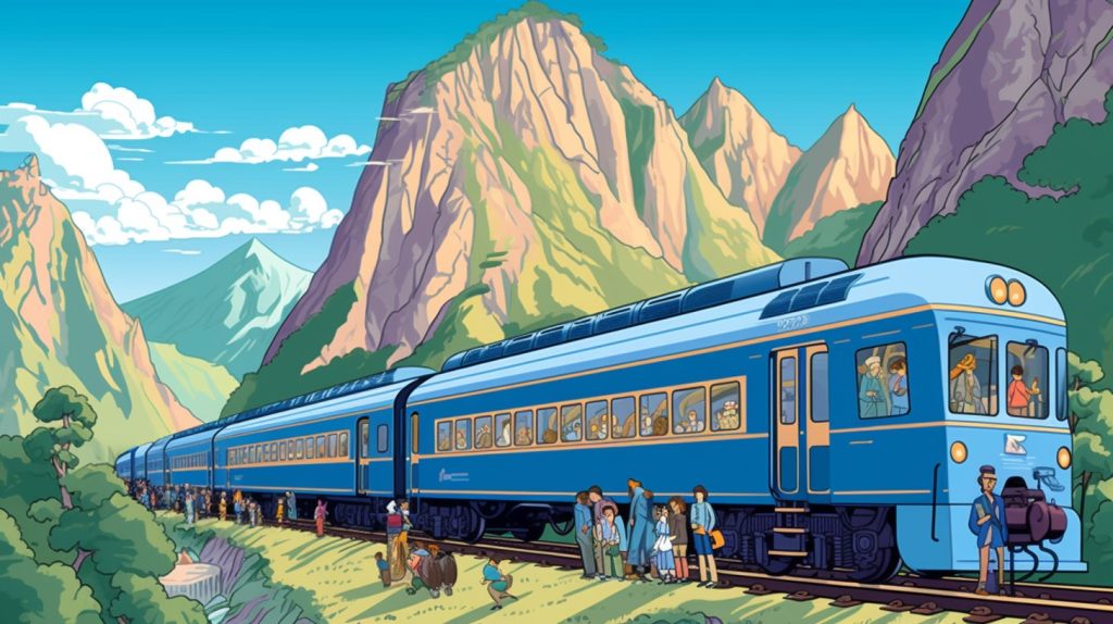 Machu Picchu with Peru Rail Cartoon