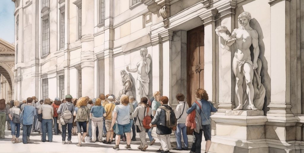 Cartoon of Skip the Line Florence Accademia Gallery